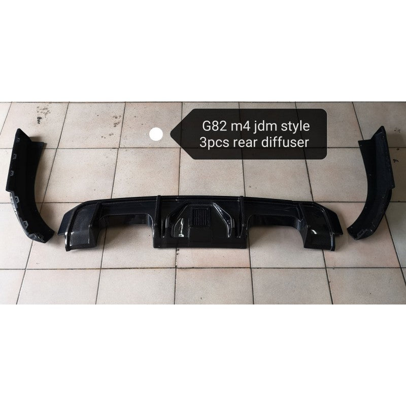 G82 M4 JDM style carbon fiber 3pcs rear diffuser w/LED brakelight