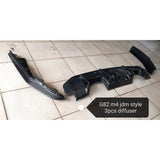 G82 M4 JDM style carbon fiber 3pcs rear diffuser w/LED brakelight