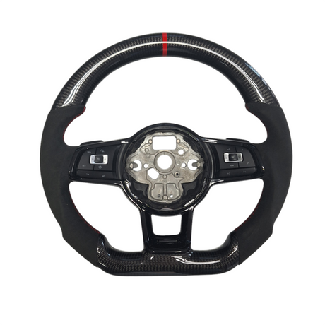 Golf 7 OHC carbon fiber steering wheel w/buttons w/red