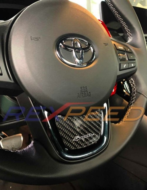 Supra GR 2020+ Carbon Steering Wheel Badge + Carbon Fiber Cluster Switch Panel Badge