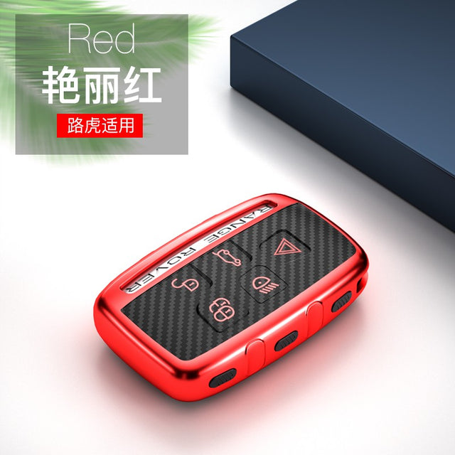 Land Rover TPU carbon fiber key cover (A) - Red