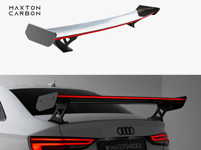 Maxton Design Carbon Spoiler External Brackets + LED Audi A3 S3 RS3 Sedan 8V
