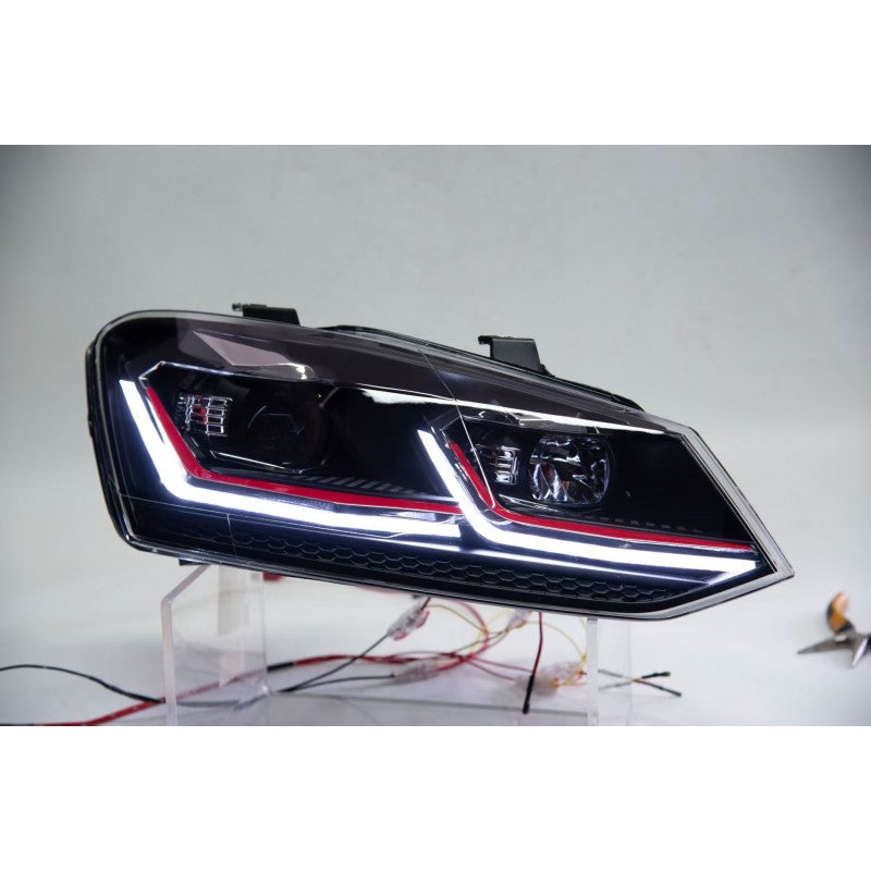 Polo 6 upgrade 7.5 style Headlights (Red)