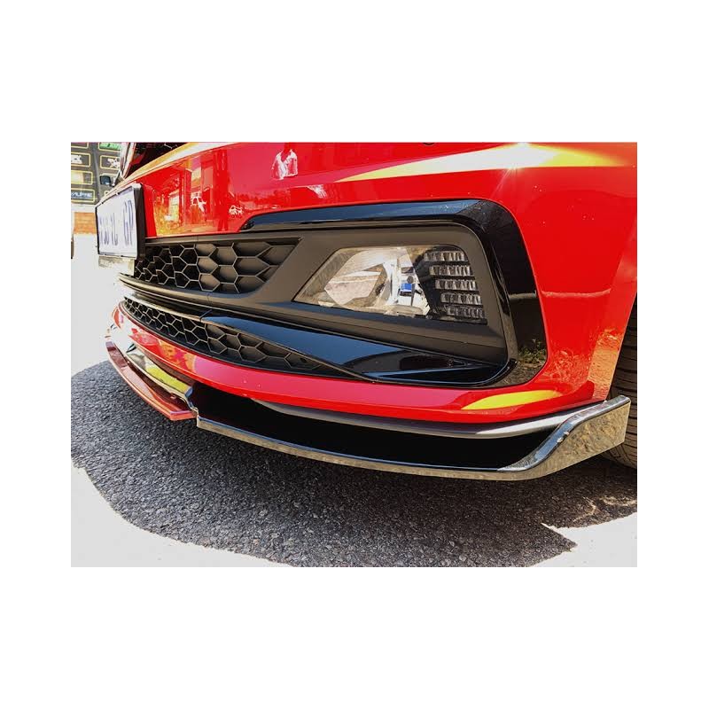Polo 8 4pcs gloss black w/red front lip