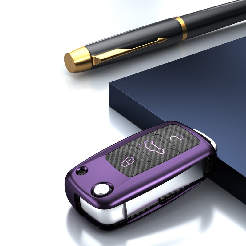 Volkswagon TPU carbon fiber key cover (A) - Purple