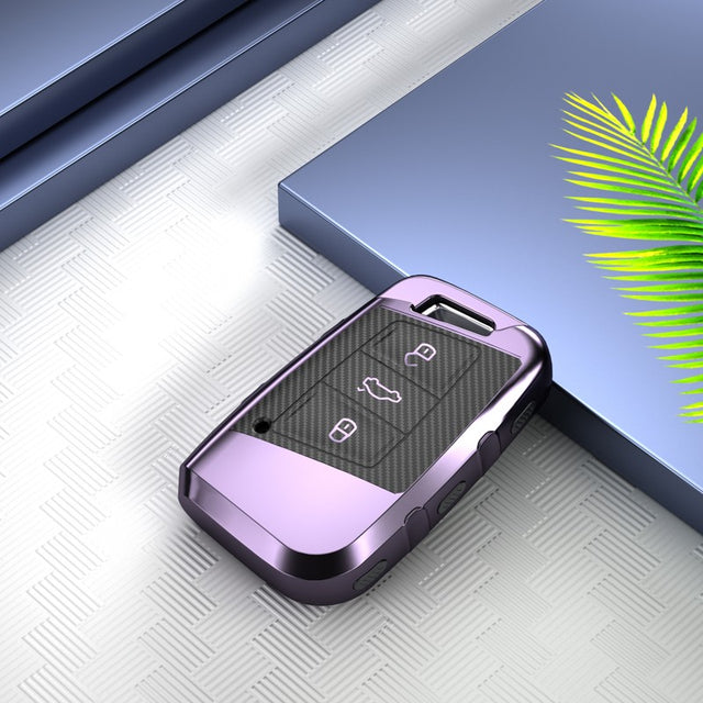 VW TPU carbon fiber key cover (C) - Purple