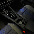 OMB Central Control Gear Shift Panel Cover – Leather Blue Stitch with R