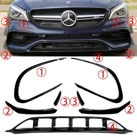 W117 facelift 16-18 8pcs front lip & canards