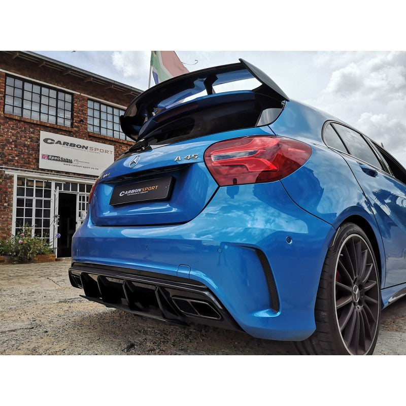 W176 A45 rear diffuser w/tailpipe (Black)
