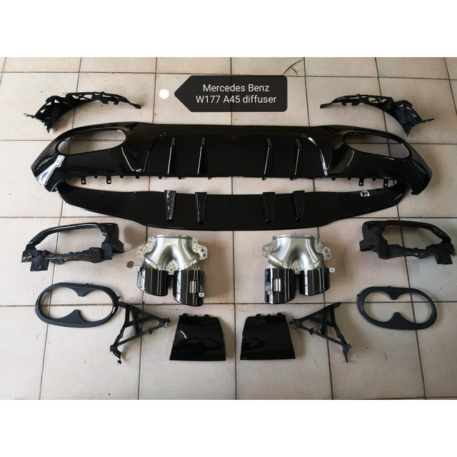 W177 hatchback AMG A45 style rear diffuser w/tailpipe