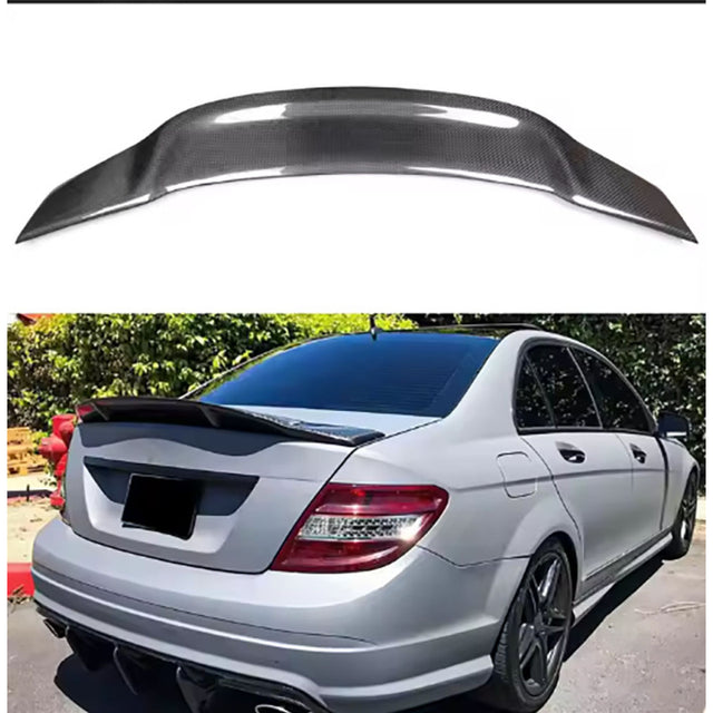 W204 2D coupe R style carbon fiber boot spoiler