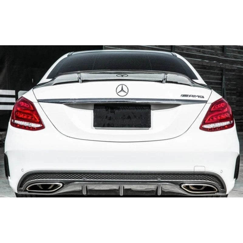 W205 4D R-style carbon fiber boot spoiler