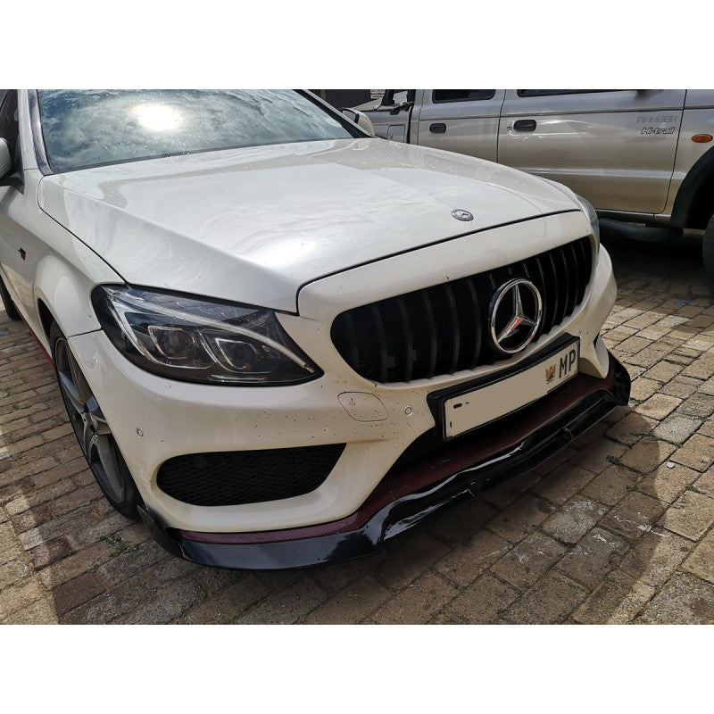 W205 AMG B-style gloss black front lip