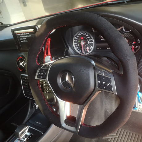 W205 W176 W117 AMG steering wheel suede alcantara DIY kit - Blue