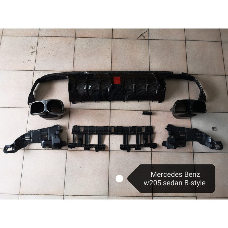 W205 4D AMG B-style rear diffuser w/tailpipe