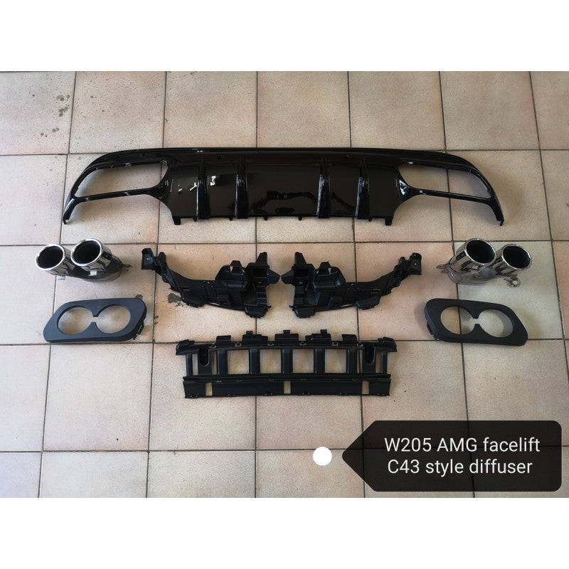 W205 4D AMG C43-style rear diffuser