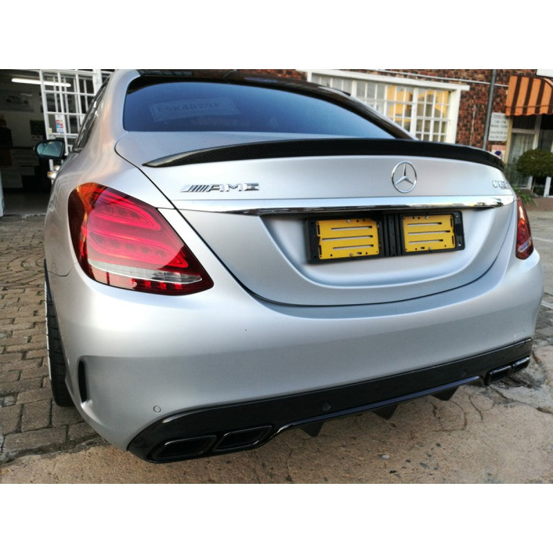 W205 4D P style carbon fiber boot spoiler